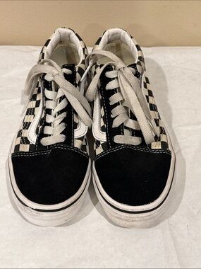 🩵Vans Old Skool Checkerboard Low Top Sneakers - Black & White Super cool skater